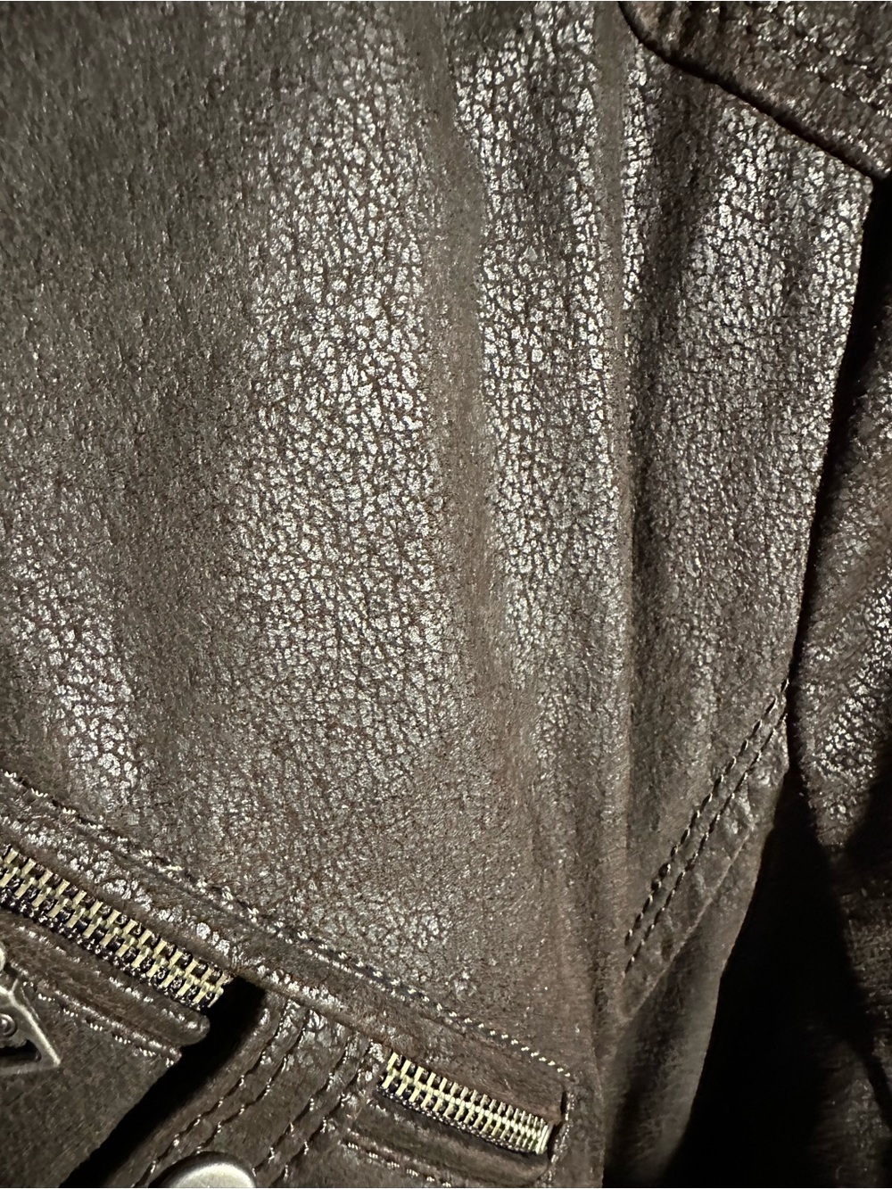 Danier Brown real genuine Leather Snap-Front Jacket with Love Horse inside - Picture 8 of 10